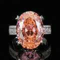 Luxuriöser ovaler Morganit Solitär-Verlobungsring mit Diamanten-Pavé-Platinband