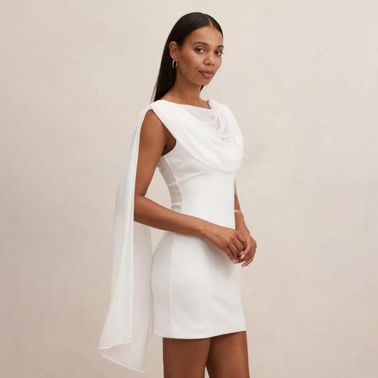 Damen Elegantes Cocktailkleid mit drapierter Schulterpartie und figurbetontem Schnitt