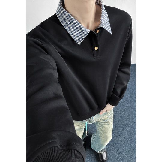 Herren Sportlicher Sweatshirt mit stylish Kragen Shop Nory