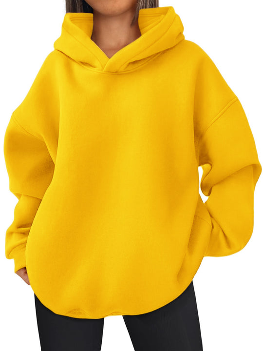Damen nan kastiger Kapuzenpullover mit doppellagiger Kapuze, überschnittener Schulter und längerem Rückenteil Shop Nory