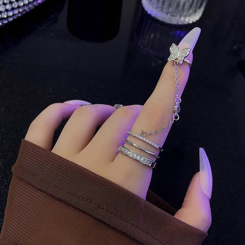 Damen modischer Ring mit funkelndem Schmetterlingsdesign Shop Nory