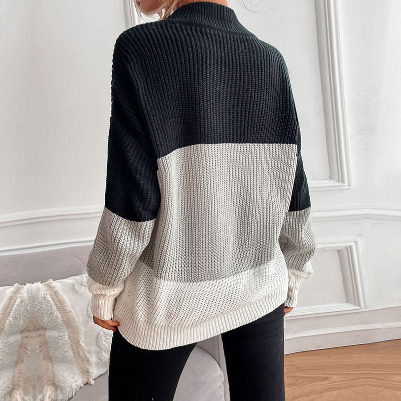 Damen Oversize Strukturstrickpullover mit geripptem Rundhalsausschnitt und überschnittener Schulter Shop Nory