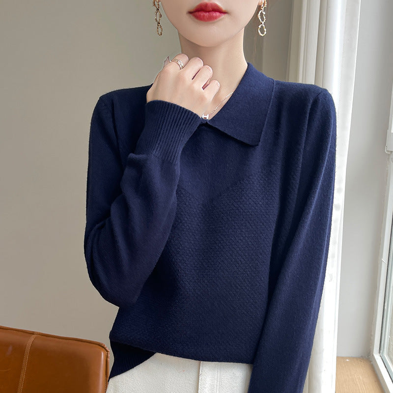 Damen Strickpullover mit Hemdkragen und strukturierter Vorderseite Shop Nory
