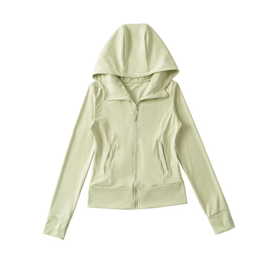 Damen Kapuzen-Sportjacke mit durchgehendem Reißverschluss, taillierter Passform und integrierten Reißverschlusstaschen Shop Nory