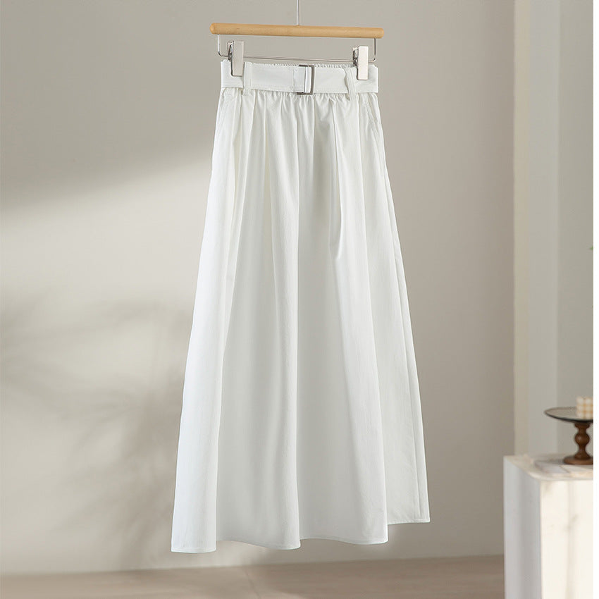 Damen Midilanger A-Linien-Rock mit hoher Taille, Faltenwurf und Taillengürtel Shop Nory