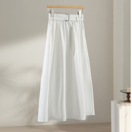Damen Midilanger A-Linien-Rock mit hoher Taille, Faltenwurf und Taillengürtel Shop Nory