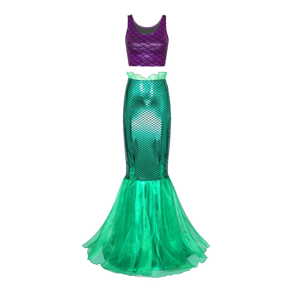 Damen Meerjungfrau-Kleid mit schimmerndem Oberteil und voluminösem Tüllrock Shopnory