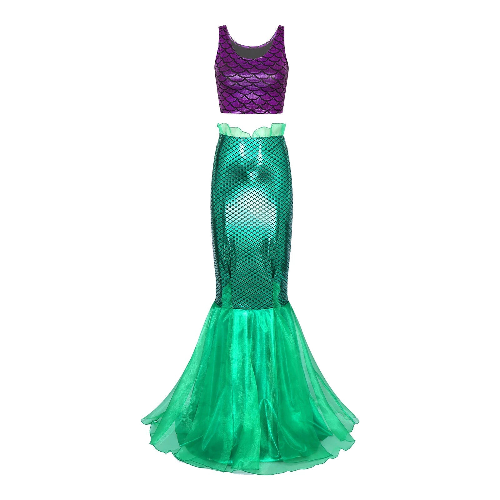 Damen Meerjungfrau-Kleid mit schimmerndem Oberteil und voluminösem Tüllrock Shopnory