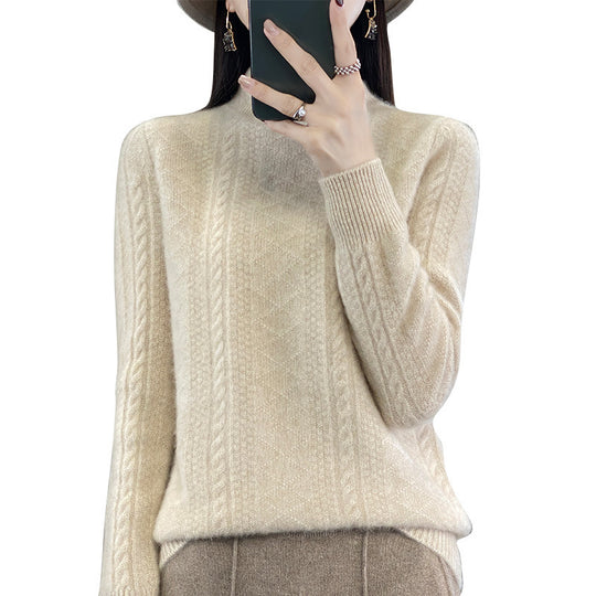 Damen Weicher Zopfstrick-Mockneck-Pullover mit leichtem Mohair-Effekt Shop Nory