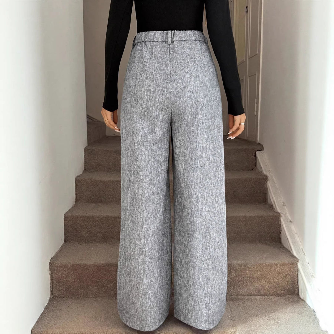 Damen Elegante Palazzo-Hose mit hohem Bund und feiner Leinenstruktur Shop Nory