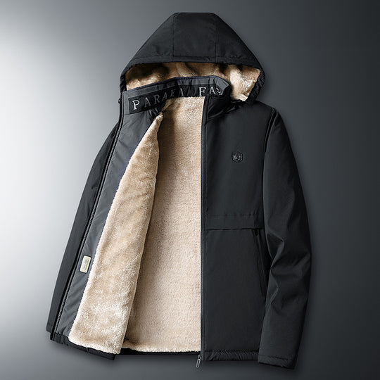 Herren Übergangsjacke mit Teddyfutter, winddichter Außenhülle und Kapuze Shop Nory