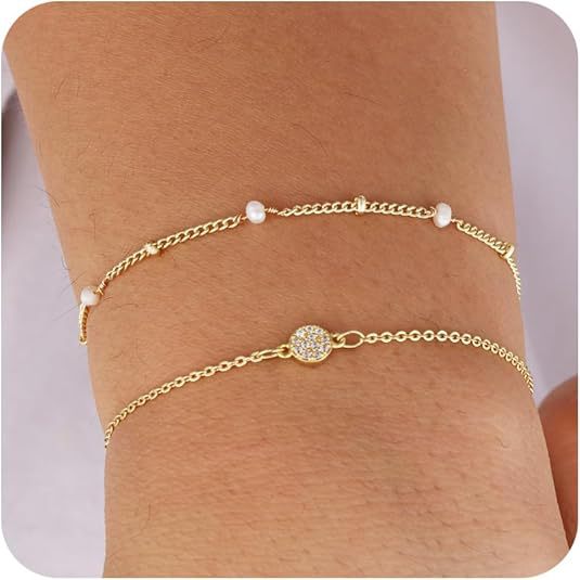 Damen Fußkettchen mit eleganten Perlen- und goldenen Akzenten Shop Nory