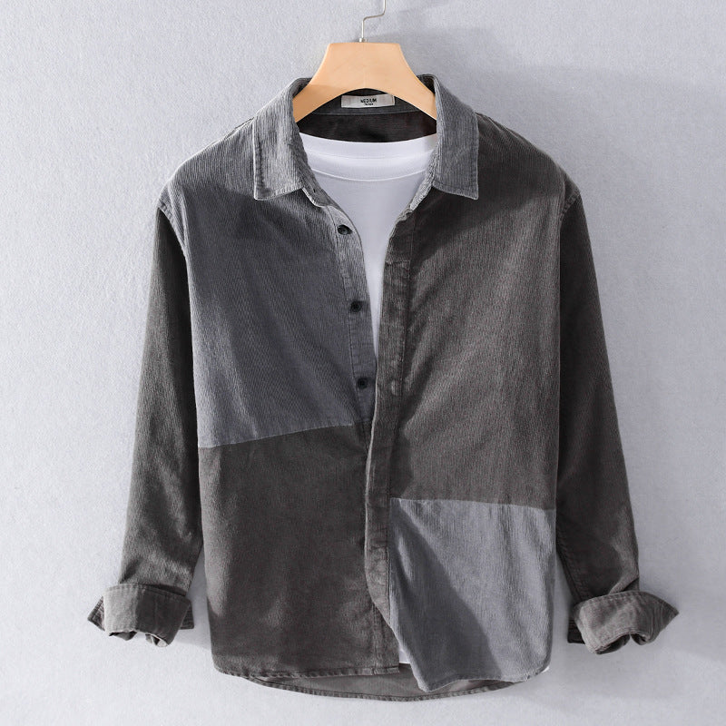 Herren Patchwork-Cordhemdjacke im Relaxed-Fit mit Kentkragen Shop Nory