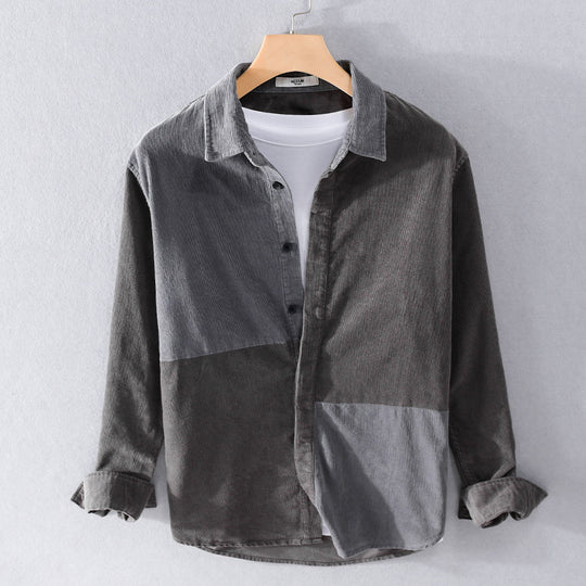 Herren Patchwork-Cordhemdjacke im Relaxed-Fit mit Kentkragen Shop Nory