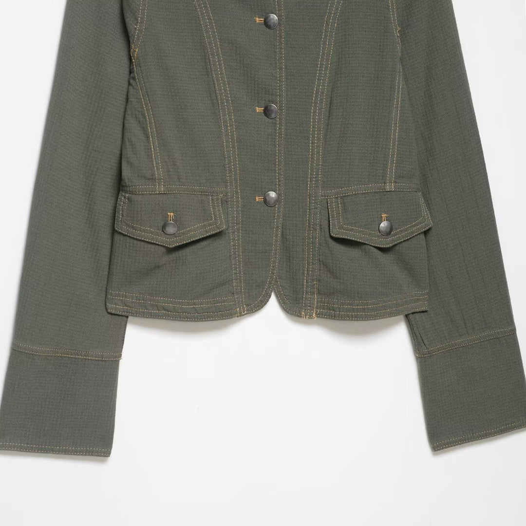 Damen Kurzjacke im Military-Stil mit Stehkragen und Schulterklappen Shop Nory