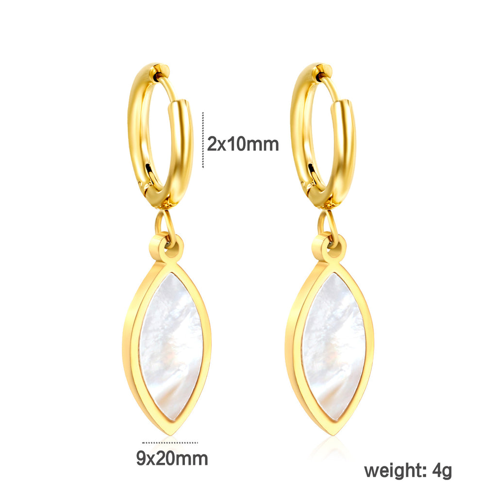Damen Hängende Ohrstecker mit luxuriösem Muschel-Anhänger aus goldplattiertem Edelstahl Shop Nory