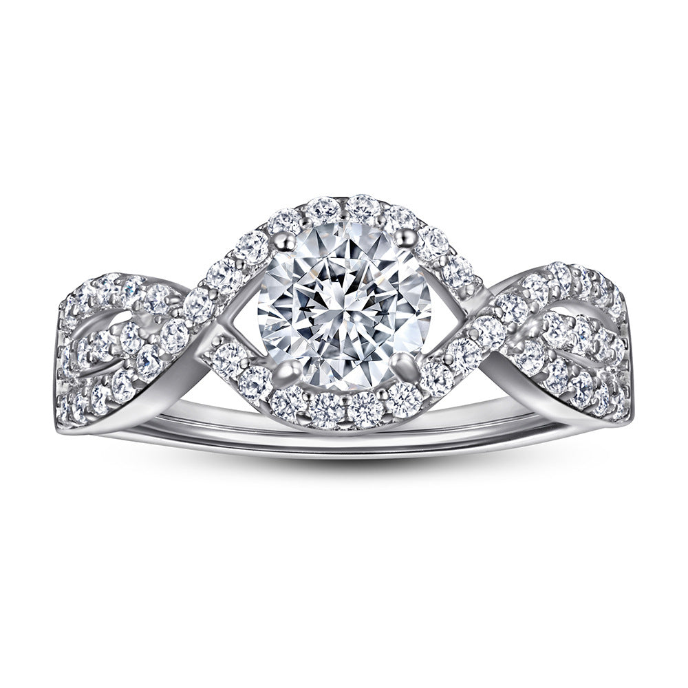 Damen eleganter Verlobungsring mit kunstvollem Design und funkelnden Zirkonia Shop Nory