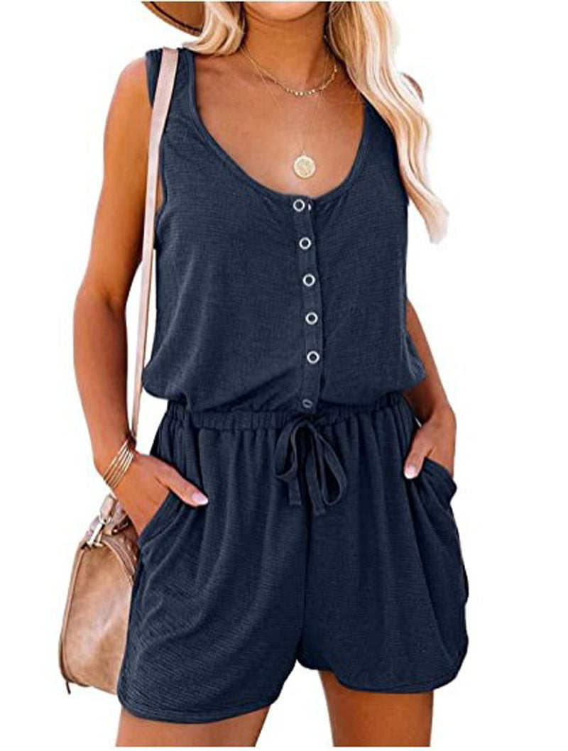 Damen Praktischer Jumpsuit mit Knopfdetails und verstellbarem Bund