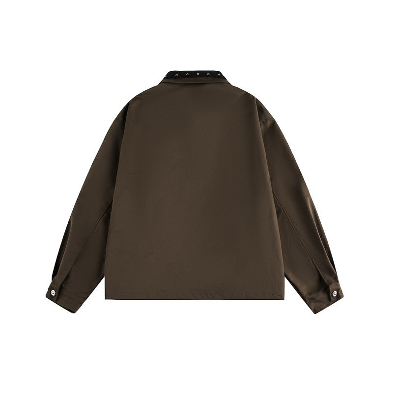 Unisex Boxy‑Blousonjacke mit Nietenverzierung am Schnallenkragen und verdecktem Reißverschluss Shop Nory