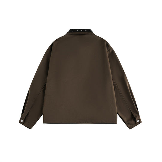 Unisex Boxy‑Blousonjacke mit Nietenverzierung am Schnallenkragen und verdecktem Reißverschluss Shop Nory