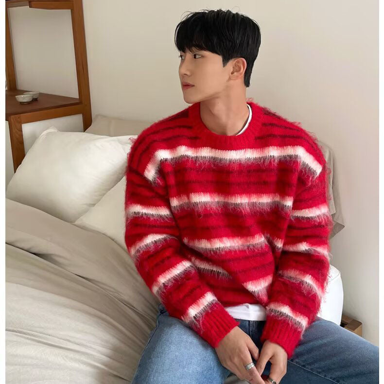 Herren Gemütlicher Grobstrickpullover mit Streifen Shop Nory