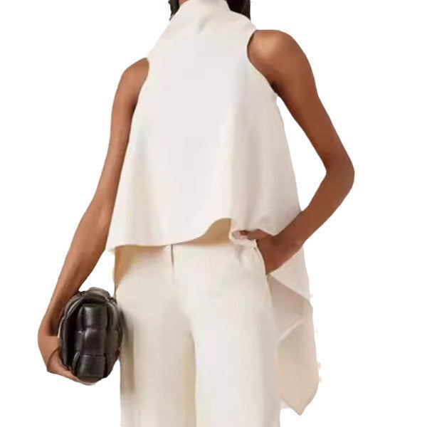 Damen ärmelloses Tunika mit asymmetrischem Schnitt und elegantem Kragen