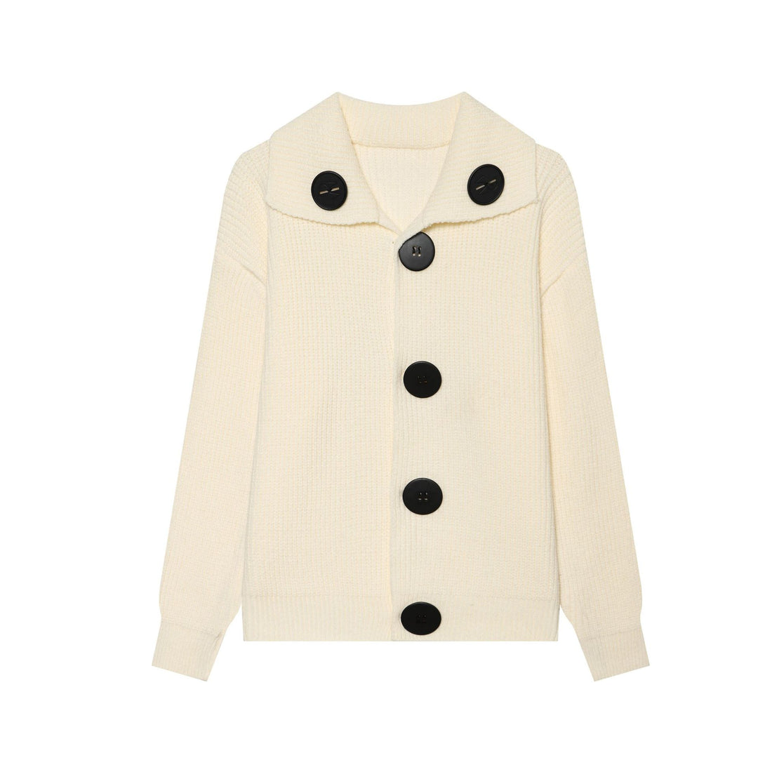Damen Oversized Grobstrick-Cardigan mit großem Schalkragen und Zierknöpfen Shop Nory