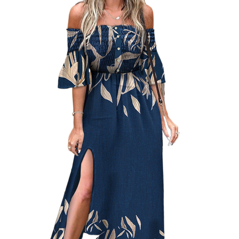 Damen Blumen Maxi Kleid Shopnory