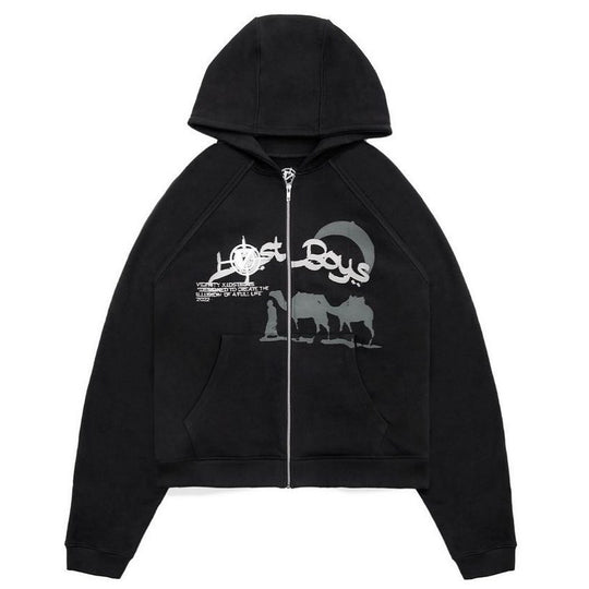 Damen nan Kapuzenjacke mit durchgehendem Reißverschluss und Rippenherz-Print Shop Nory