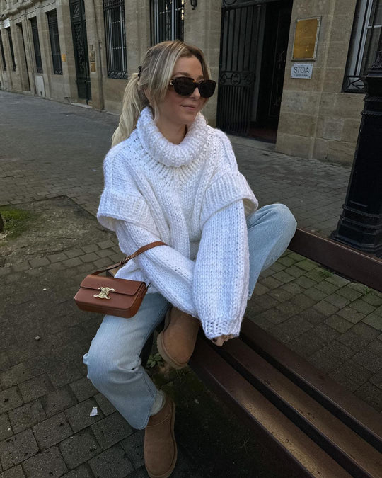 Damen Oversize Grobstrickpullover mit hohem Rollkragen Shop Nory