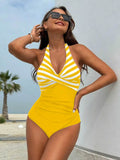 Damen Badeanzug mit eleganten Streifen