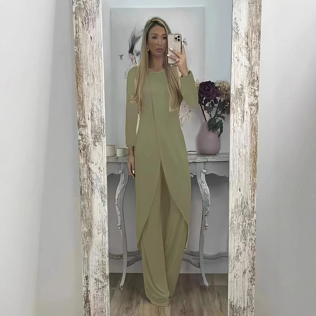 Damen Elegantes Maxikleid mit Wickeloptik, asymmetrischer Drapierung und vorderem Schlitz Shop Nory