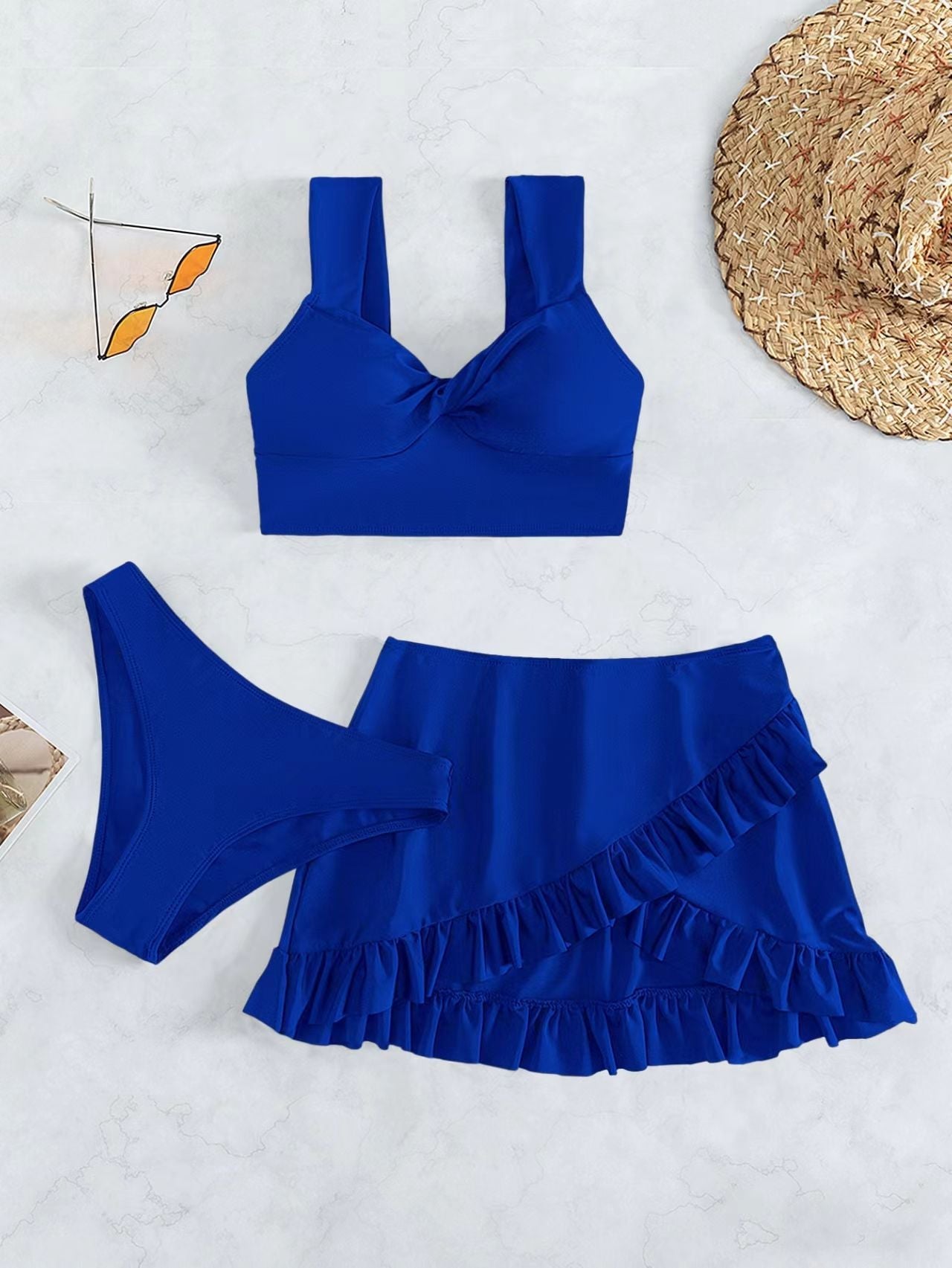 Damen Freizeit-Bikini-Set mit Wickelrock und stützenden Trägern