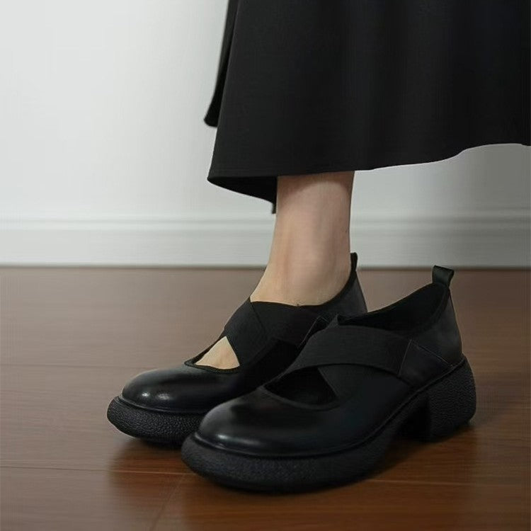 Damen Mary‑Jane Slipper mit elastischen Kreuzriemen und profiliertem Plateausohle-Design Shop Nory