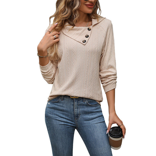 Damen Feinstrick-Pullover mit asymmetrischer Knopfleiste und Strukturmuster Shop Nory