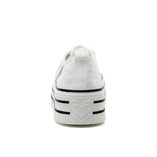 Damen Plateau-Sneaker mit modischem Textil-Obermaterial und rutschfester Sohle