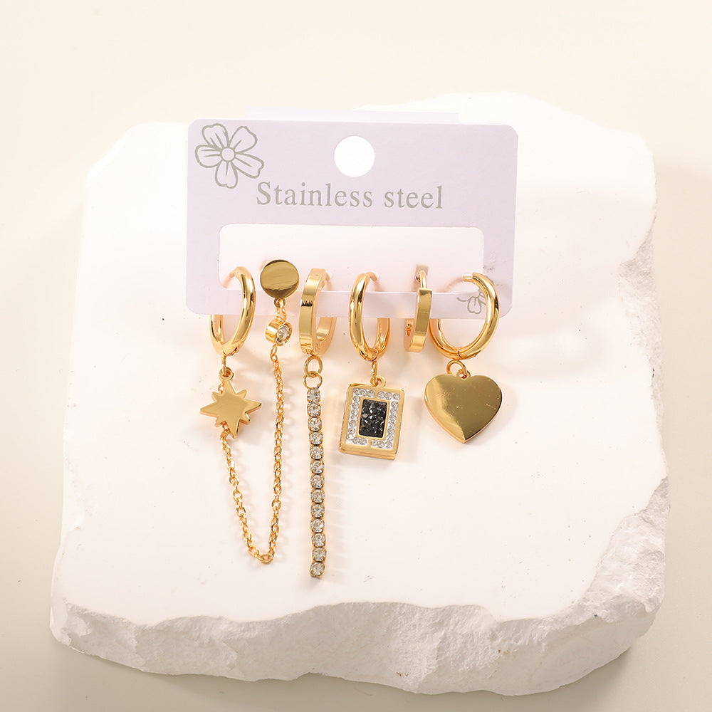 Damen Ohrringe Set mit verspieltem Stern- und Mond-Motiv Shop Nory