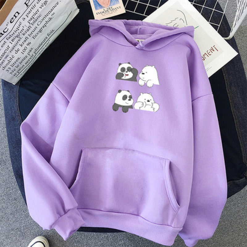 Unisex nan Kapuzenpullover mit niedlichem Comic-Tierprint, Kängurutasche und weichem Fleece-Innenfutter Shop Nory