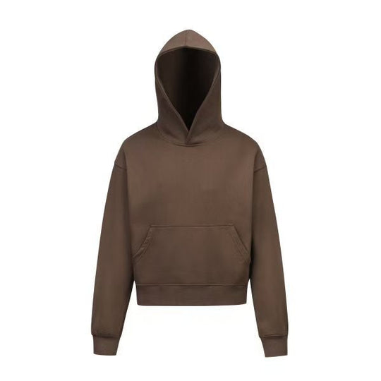 Damen nan kurzgeschnittener Boxy-Kapuzenpullover mit Kängurutasche und geripptem Komfortbund Shop Nory