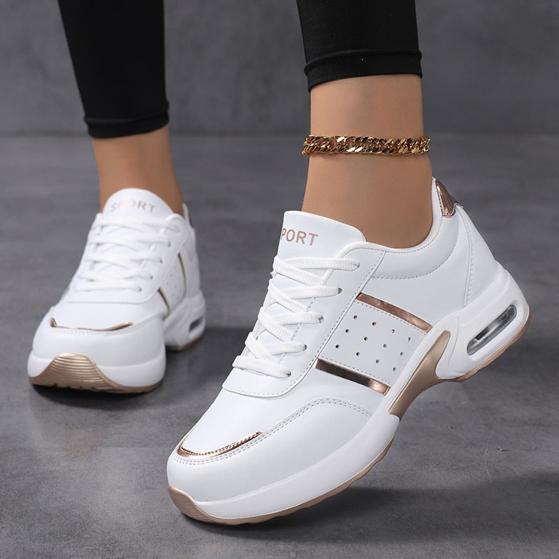 Damen Plateau‑Sneaker mit luftgepolsteter Dämpfung, Lederoptik & Metallic‑Akzenten Shop Nory