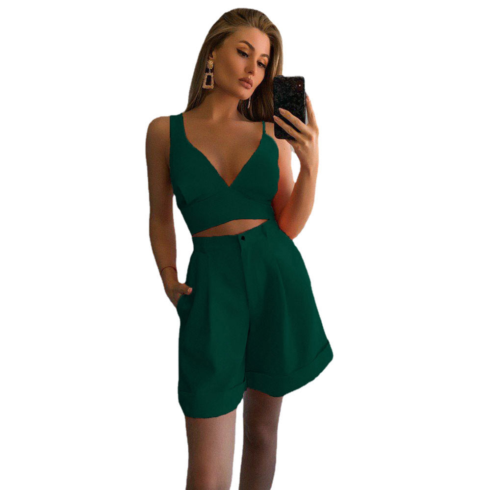 Damen Zweiteiliges Ensemble mit Crop-Top und Shorts Shopnory