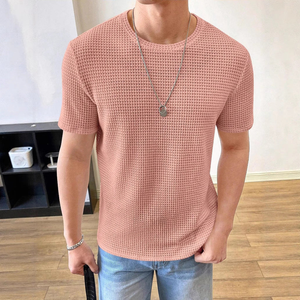 Herren lässiges Struktur-T-Shirt aus atmungsaktivem Material