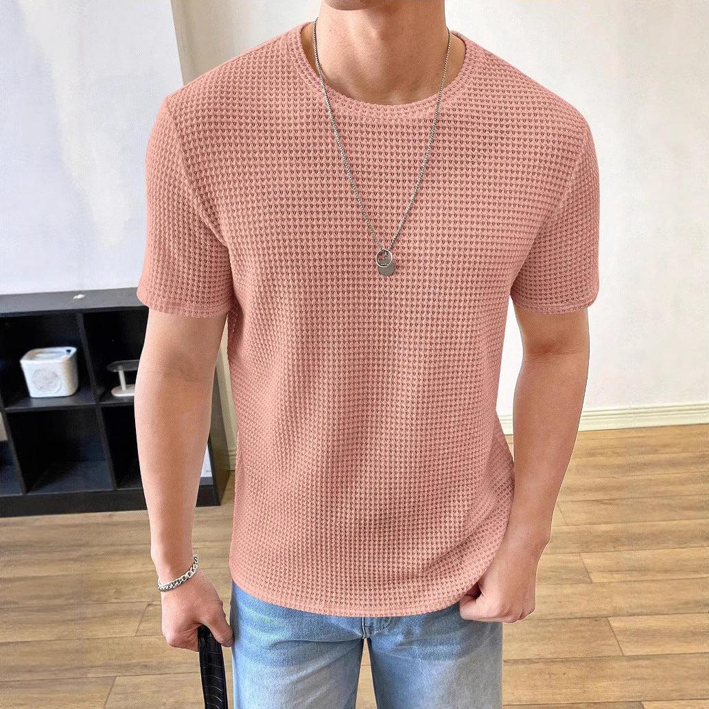 Herren lässiges Struktur-T-Shirt aus atmungsaktivem Material