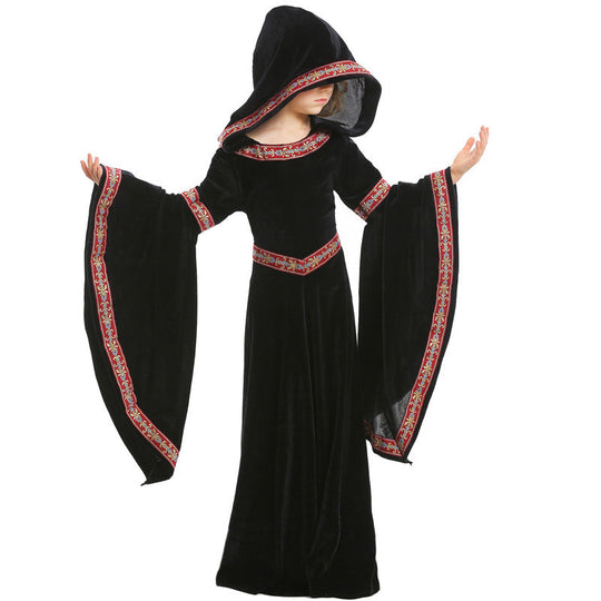 Damen Elegantes Zauberinnenkostüm mit weit ausgestellten Ärmeln und verspieltem Kapuzenkragen Shop Nory