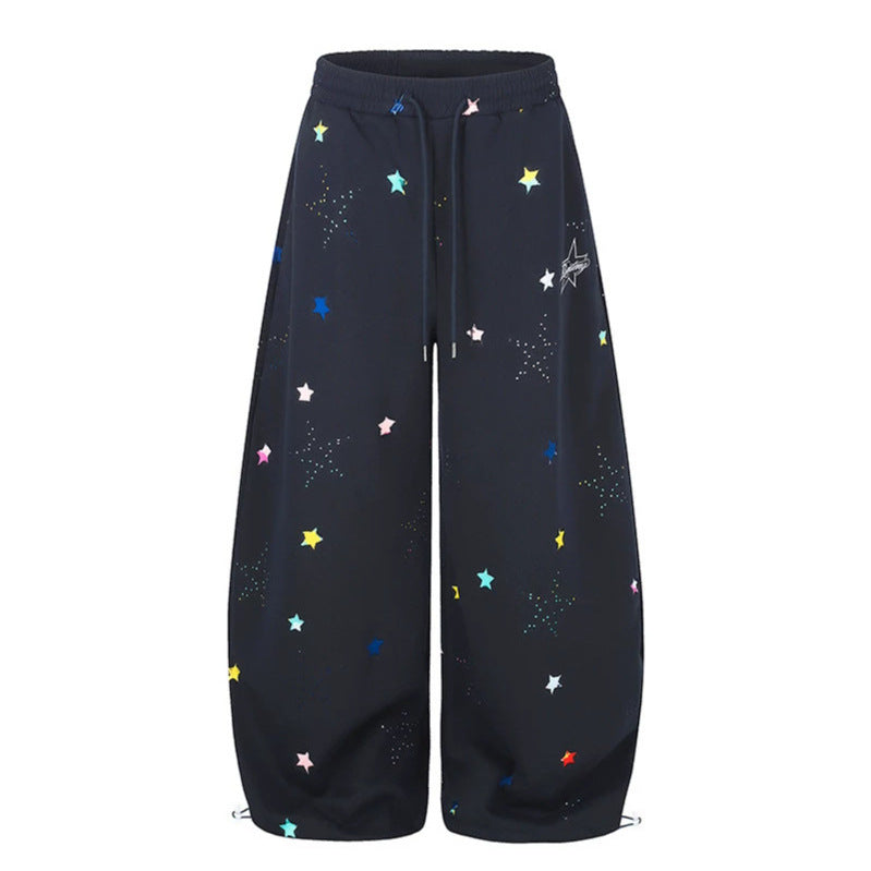 Damen Extraweite Palazzo‑Sweathose im Balloon‑Cut mit elastischem Komfortbund, Kordelzug und Sternen‑Applikation Shop Nory