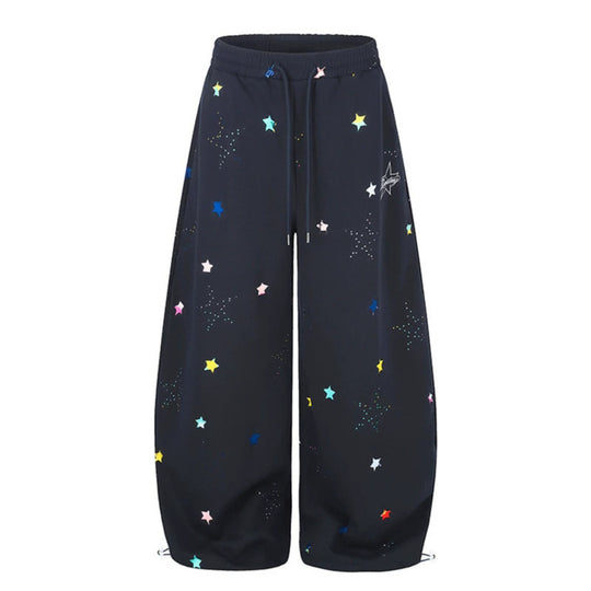 Damen Extraweite Palazzo‑Sweathose im Balloon‑Cut mit elastischem Komfortbund, Kordelzug und Sternen‑Applikation Shop Nory