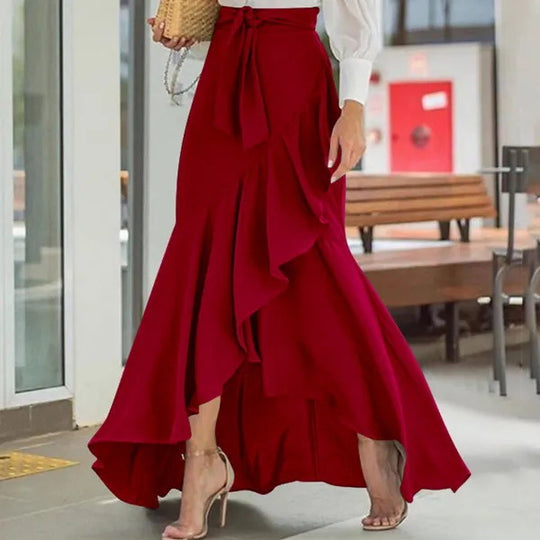 Damen nan Wickel-Maxirock mit Vichy-Karo, hoher Taillenbinde und asymmetrischem Volantsaum Shop Nory