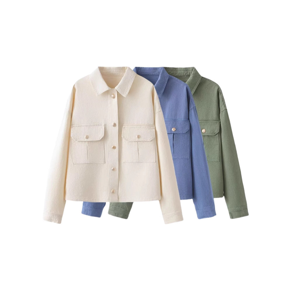 Damen Oversize-Utility-Jacke aus Twill mit aufgesetzten Brusttaschen Shop Nory