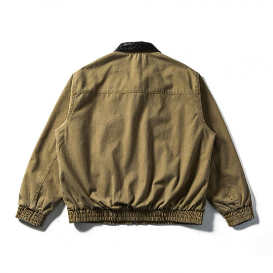 Herren Kastige Denim-Blousonjacke mit gesteppter Lederkragen und Elastikbund Shop Nory