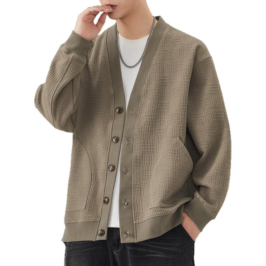 Herren Strukturstrick-Cardigan mit V-Ausschnitt und aufgesetzten Taschen Shop Nory